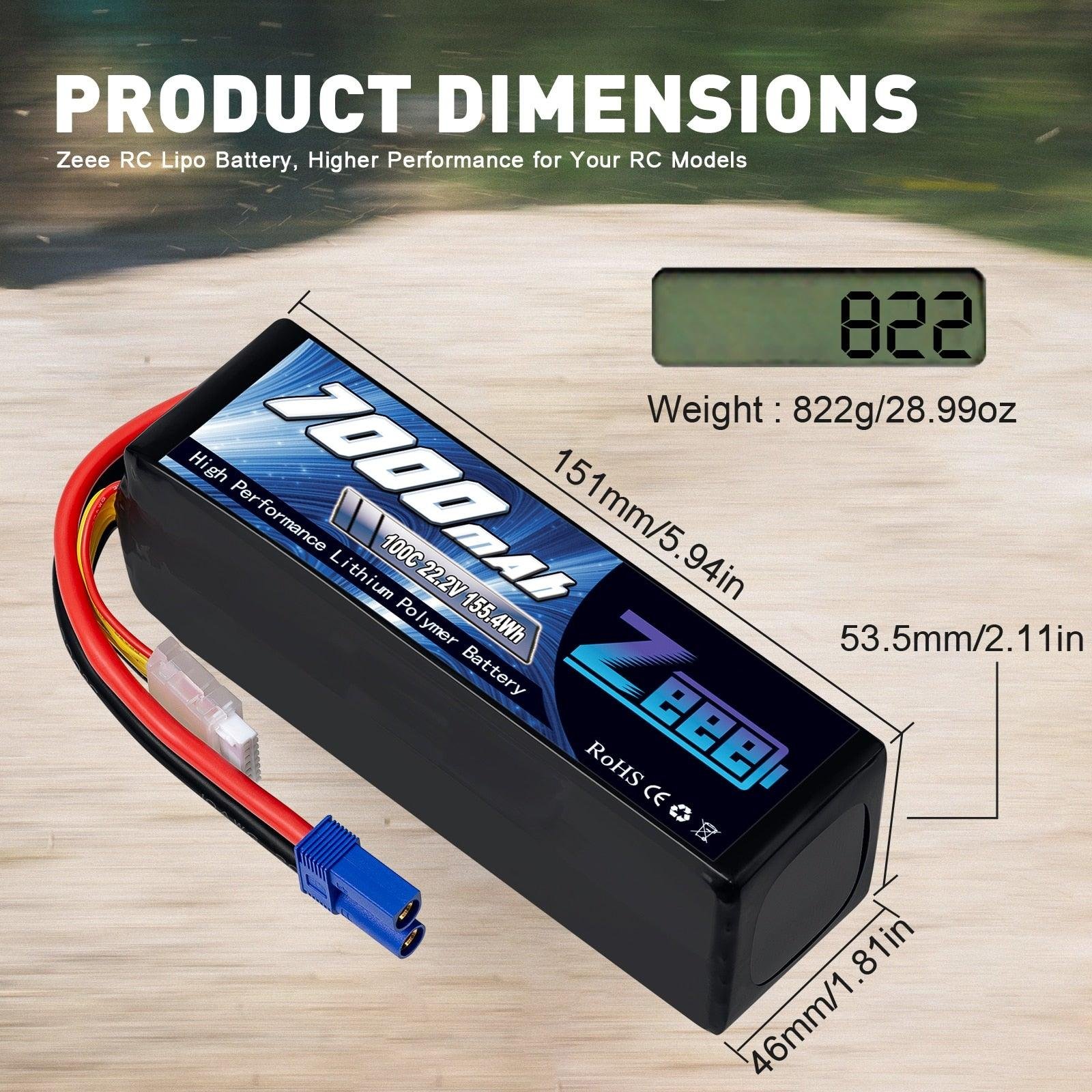2 ユニット Zeee リポバッテリー 4S 7000mAh 6S 14.8V 22.2V 100C