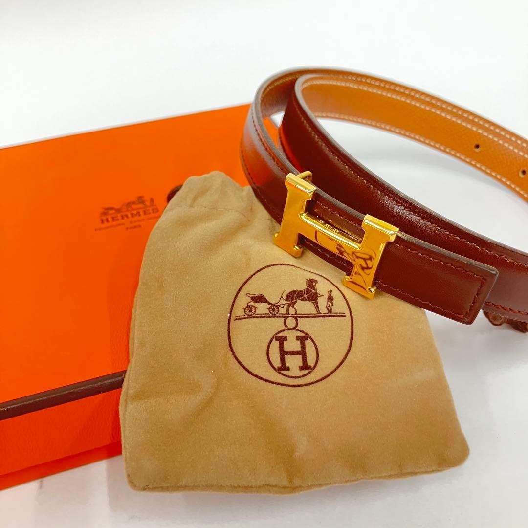 美品 Hermès コンスタンス H型バックル ベルト ブラウン 付属品 HERMES（エルメス） コンスタンス H ベルト ブラック ブラウン