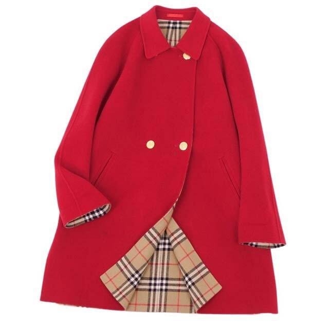 バーバリー コート 7号 ウール ダブルフェイス レディース 裏チェック